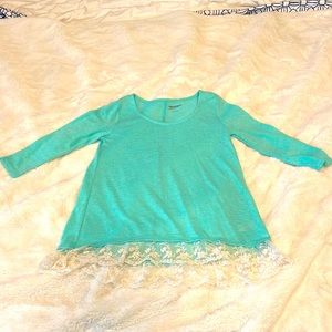 Arizona Jean Co Teal Sweater Romantic Southern Fall Lace Sweater Women’s Small